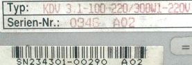 INDRAMAT KDV3.1-100-220-300-220 label image