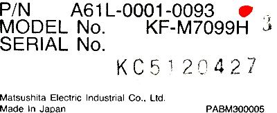 Matsushita KF-M7099H label image