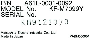 Matsushita KF-M7099Y label image