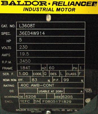 Baldor L3608T label image