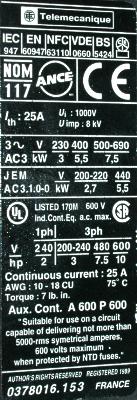 Telemecanique LC1D12004R7 label image