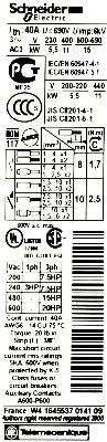 Schneider Electric LC1D25G7 label image