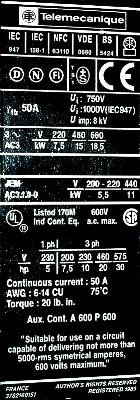 Telemecanique LC1D3210M7 label image