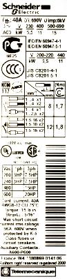 Schneider Electric LC1DT40G7 label image