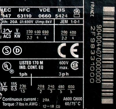 Telemecanique LC1K09004R7 label image