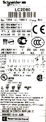 Schneider Electric LC2D80G7 label image