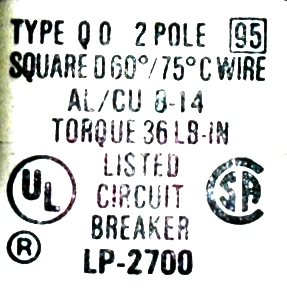 Square D LP-2700-20A label image