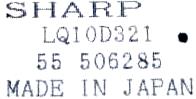 Sharp LQ10D321 label image