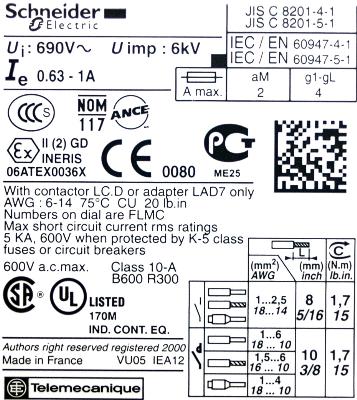Schneider Electric LRD05 label image