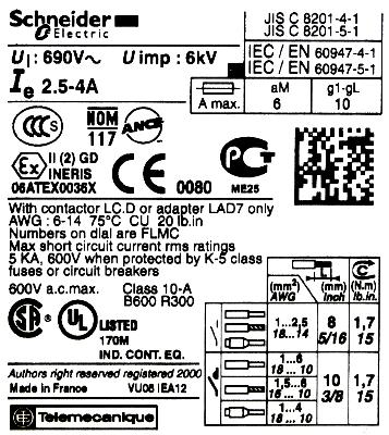 Schneider Electric LRD08 label image