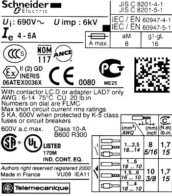 Schneider Electric LRD10 label image