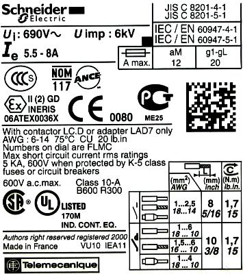 Schneider Electric LRD12 label image