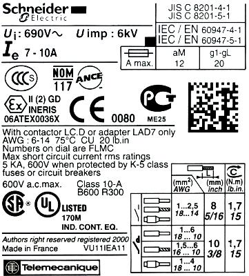 Schneider Electric LRD14 label image