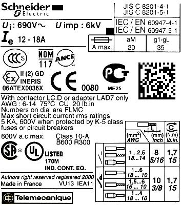 Schneider Electric LRD21 label image