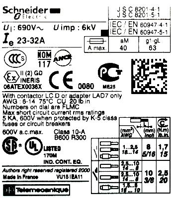 Schneider Electric LRD32 label image