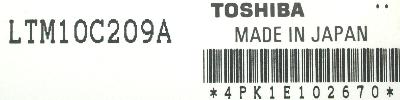 Toshiba LTM10C209A label image