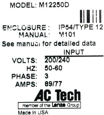 AC Technology Corp M12250D label image