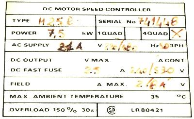 Control Techniques M25R-14ICD label image