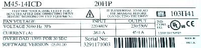 Control Techniques M45-14ICD label image