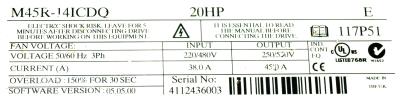 Control Techniques M45R-14ICDQ label image