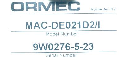 Ormec MAC-DE021D2-I label image