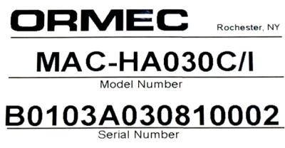 Ormec MAC-HA030C-I label image