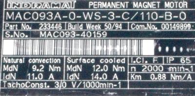 New Refurbished Exchange Repair  INDRAMAT Motors-AC Servo MAC093A-0-WS-3-C-110-B-0 Precision Zone