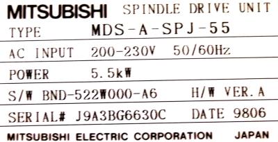 Mitsubishi MDS-A-SPJ-55 label image