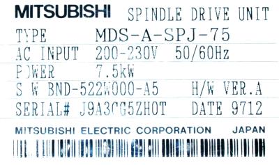Mitsubishi MDS-A-SPJ-75 label image