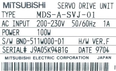 Mitsubishi MDS-A-SVJ-01 label image
