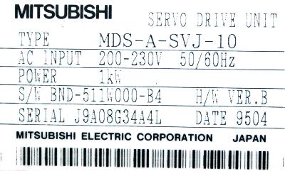 Mitsubishi MDS-A-SVJ-10 label image