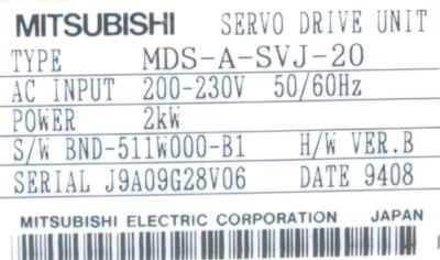 Mitsubishi MDS-A-SVJ-20 label image