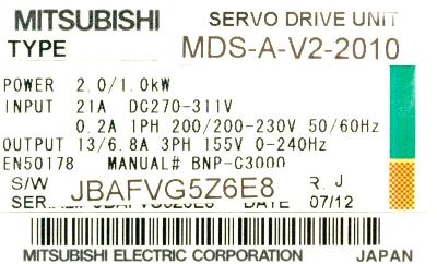 Mitsubishi MDS-A-V2-2010 label image