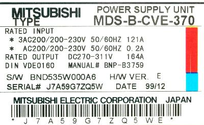 Mitsubishi MDS-B-CVE-370 label image