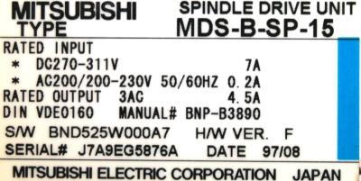 Mitsubishi MDS-B-SP-15 label image