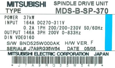 Mitsubishi MDS-B-SP-370 label image