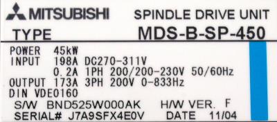 Mitsubishi MDS-B-SP-450 label image