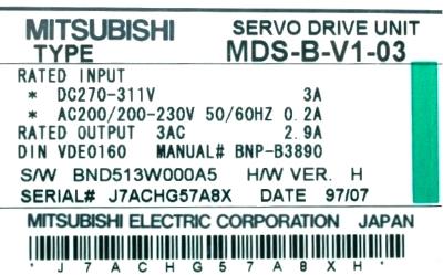 Mitsubishi MDS-B-V1-03 label image