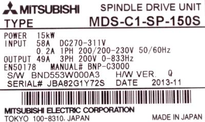 Mitsubishi MDS-C1-SP-150S label image