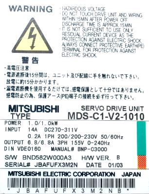Mitsubishi MDS-C1-V2-1010 label image