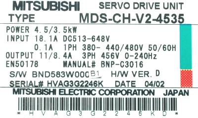 Mitsubishi MDS-CH-V2-4535 label image