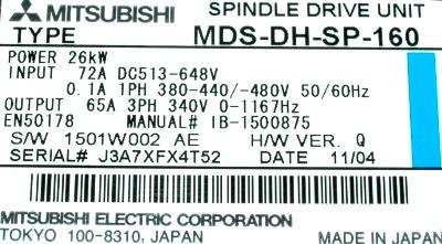 Mitsubishi MDS-DH-SP-160 label image