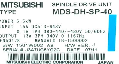 Mitsubishi MDS-DH-SP-40 label image