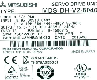 Mitsubishi MDS-DH-V2-8040 label image