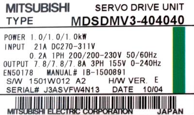 Mitsubishi MDS-DM-V3-404040 label image
