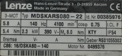 LENZE MDSKARS080-22 label image