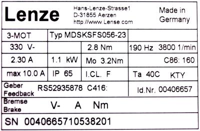 LENZE MDSKSRS056-23 label image