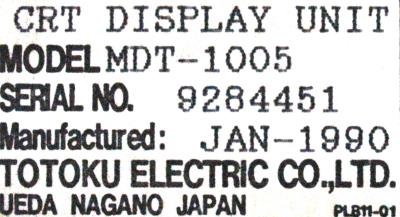 Totoku Electric MDT-1005 label image