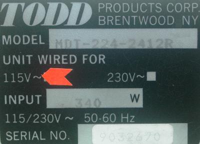 TODD PRODUCTS CORP MDT-224-2412R label image