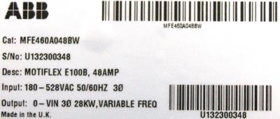 Baldor MFE460A048BW label image